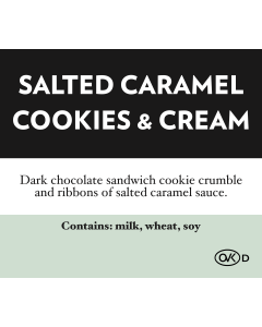 Salted Caramel Cookies and Cream Flavor Tag